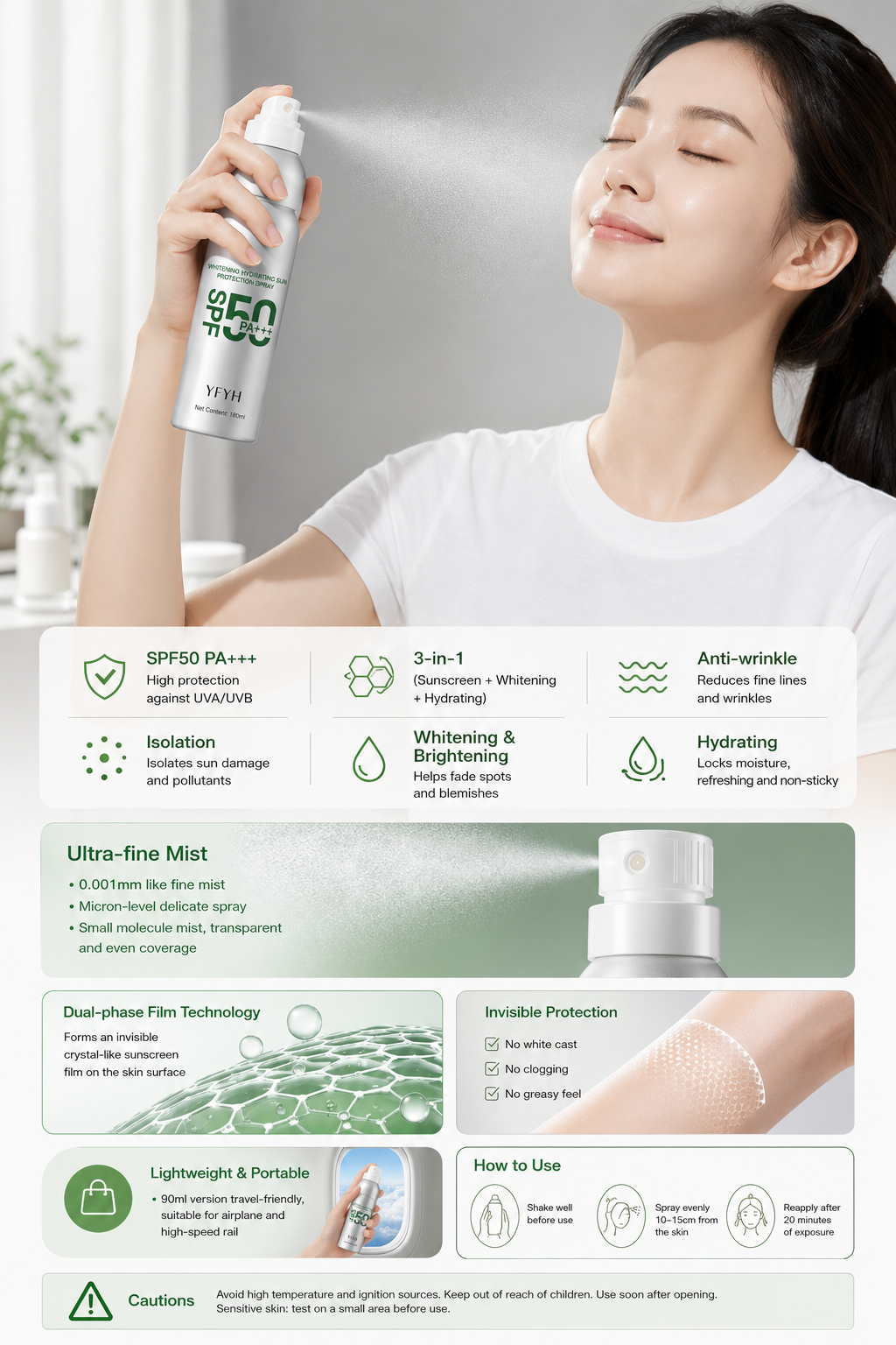 SPF50 PA+++ 3-in-1 Sunscreen Spray