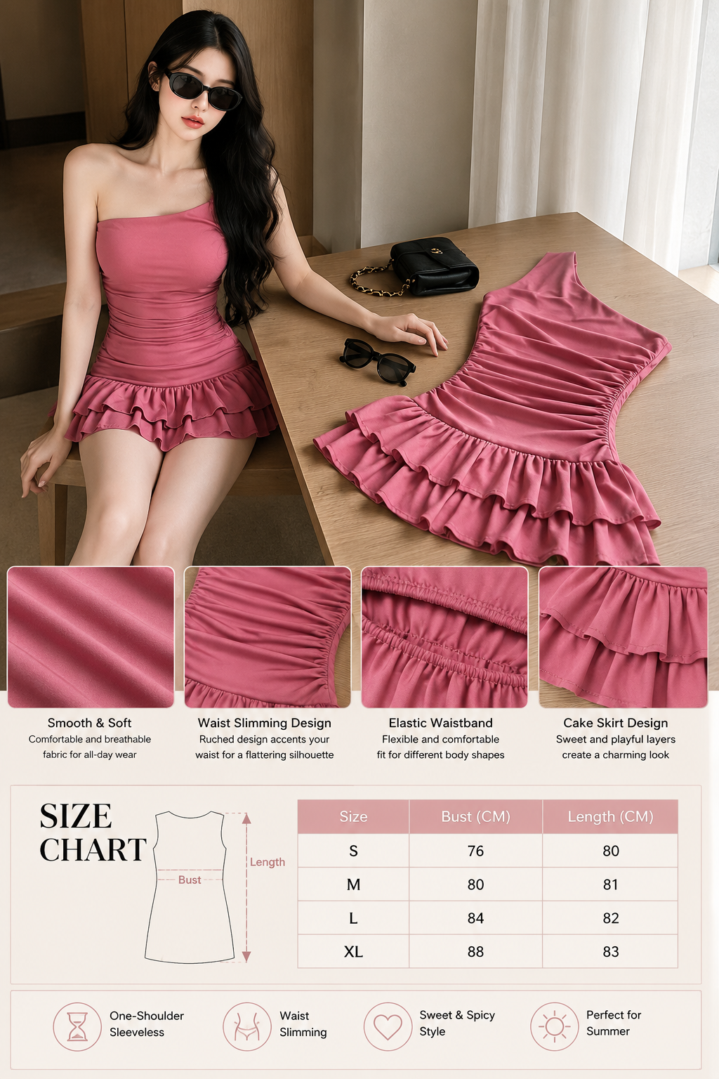 One-shoulder Sleeveless Dress