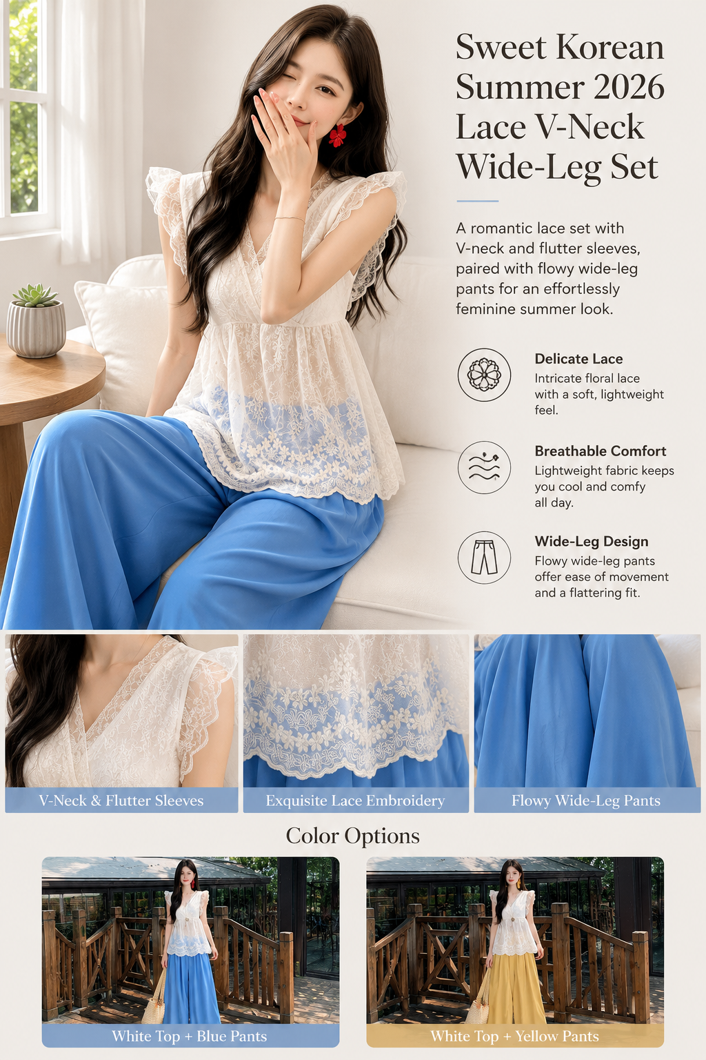 Summer Sweet Lace Chiffon Suit