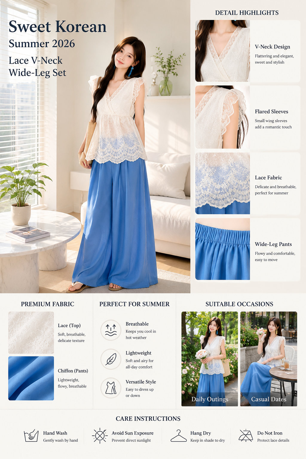 Summer Sweet Lace Chiffon Suit