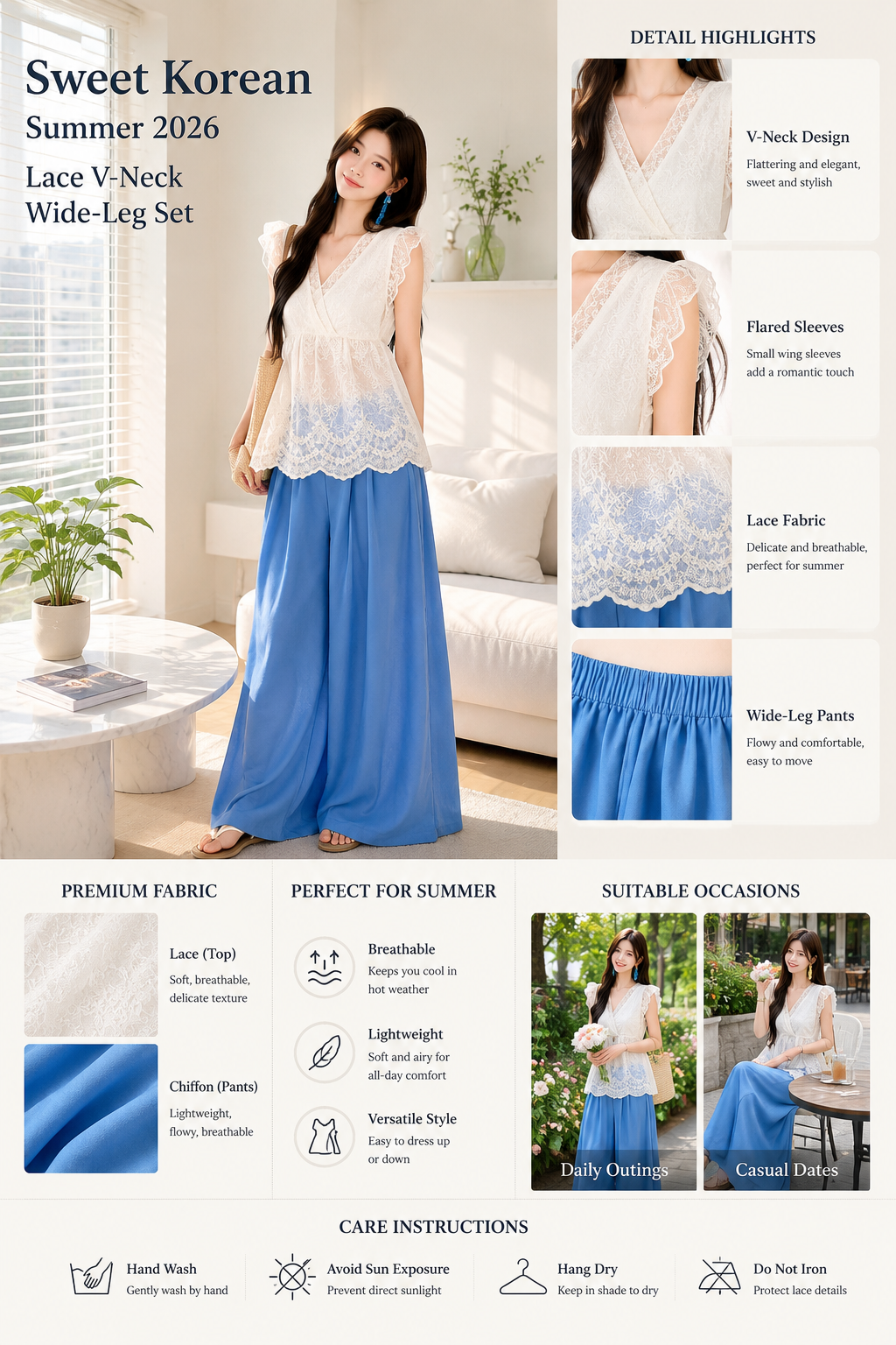 Summer Sweet Lace Chiffon Suit