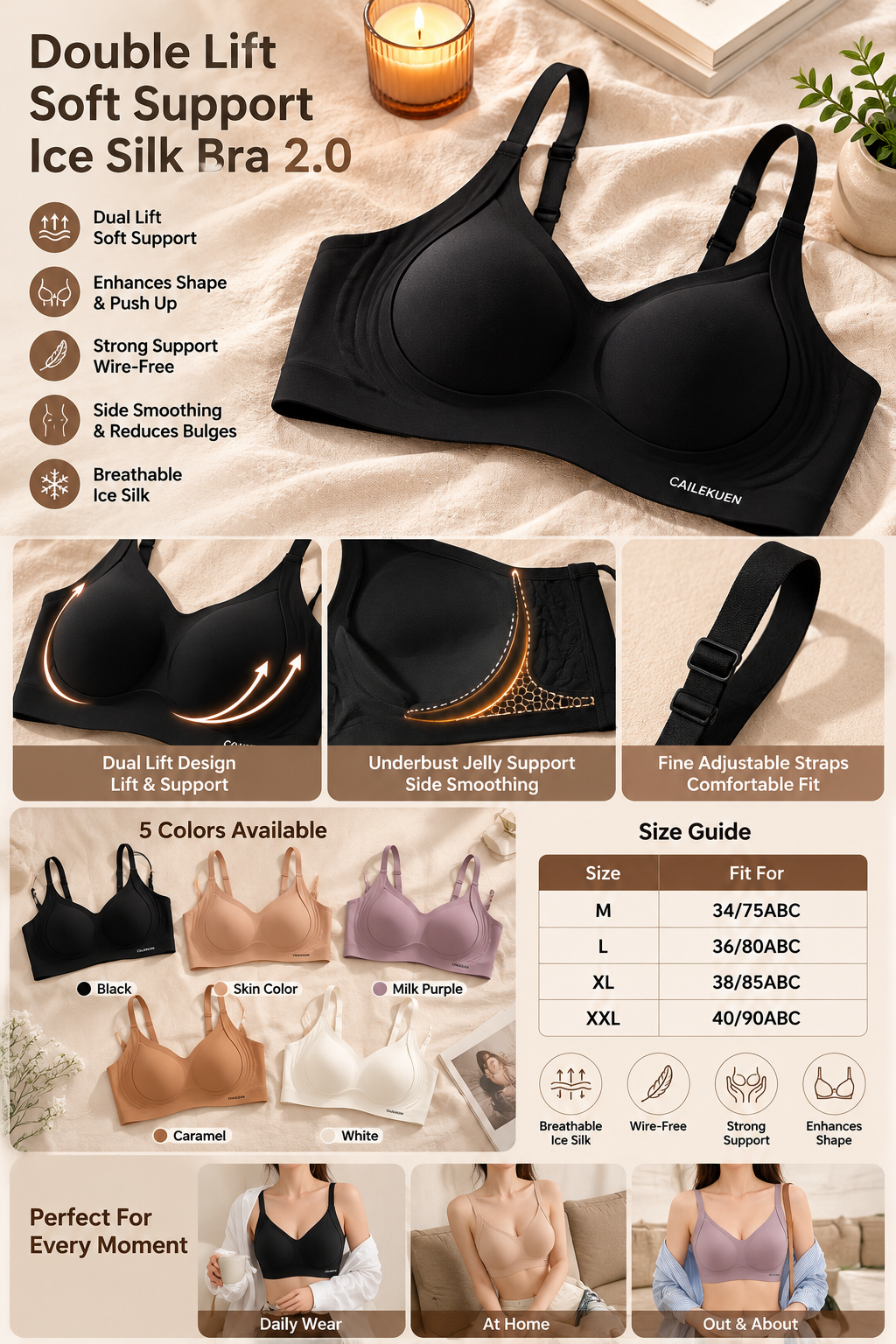 Ice Silk Wireless Push-up Bra