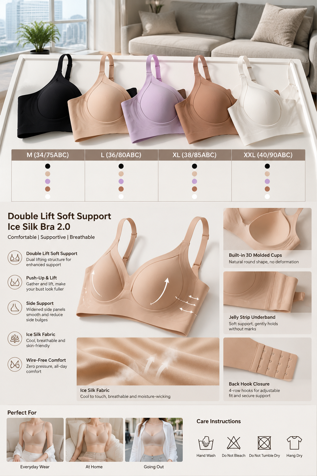 Ice Silk Wireless Push-up Bra