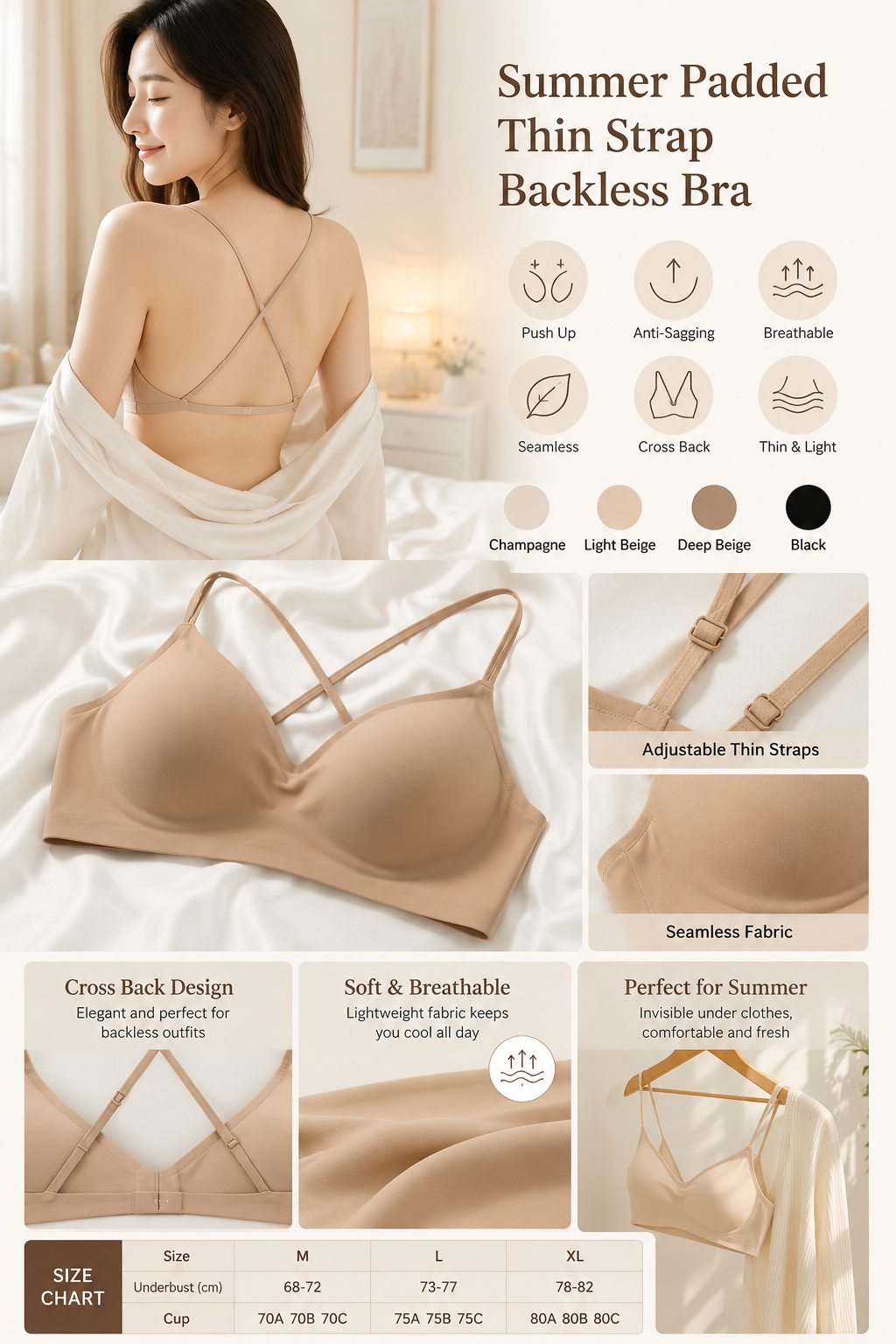 Seamless CrossBack Push-up Bra