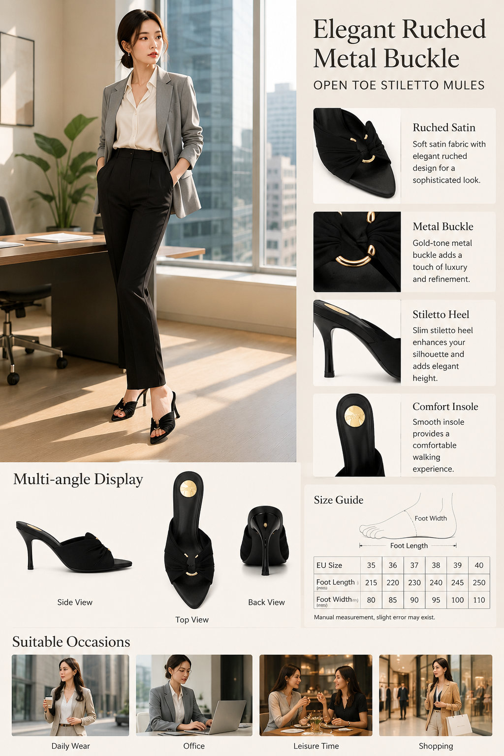 Elegant Pointed Toe Satin Sandals