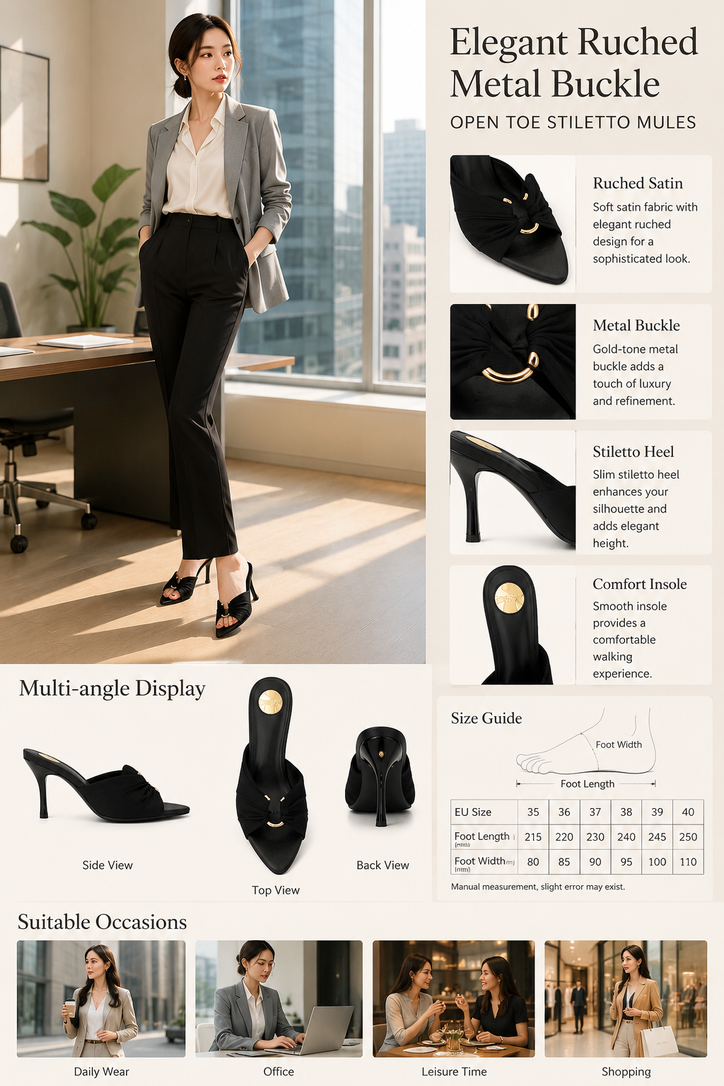 Elegant Pointed Toe Satin Sandals