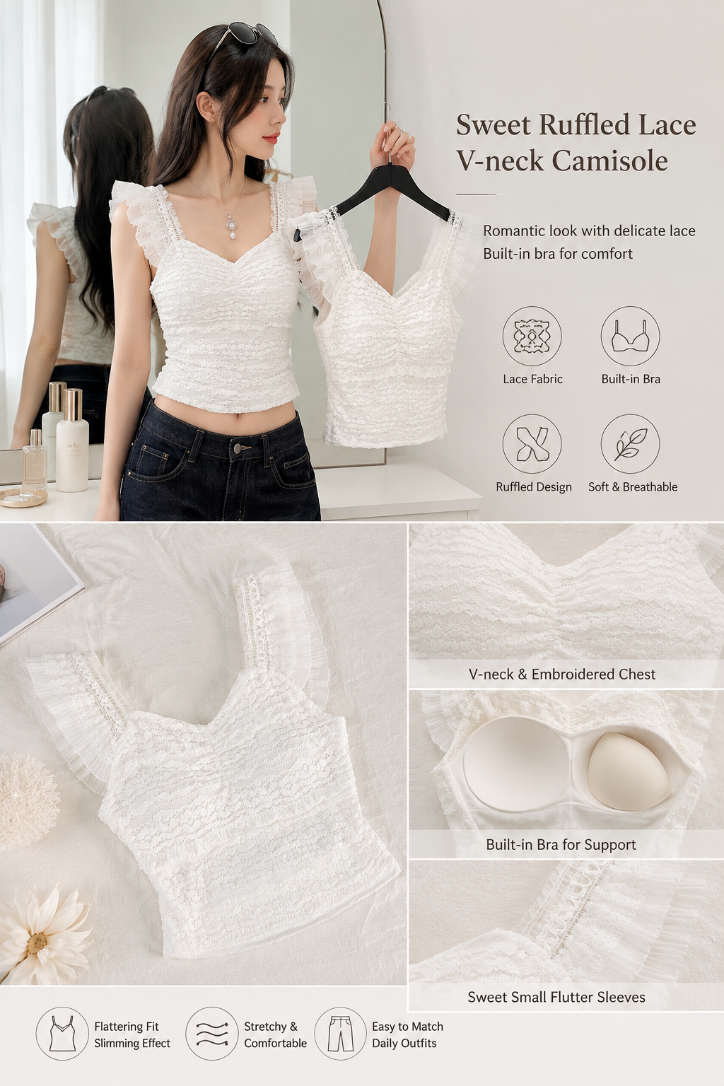 Sweet Women's Lace V-neck Cami Top