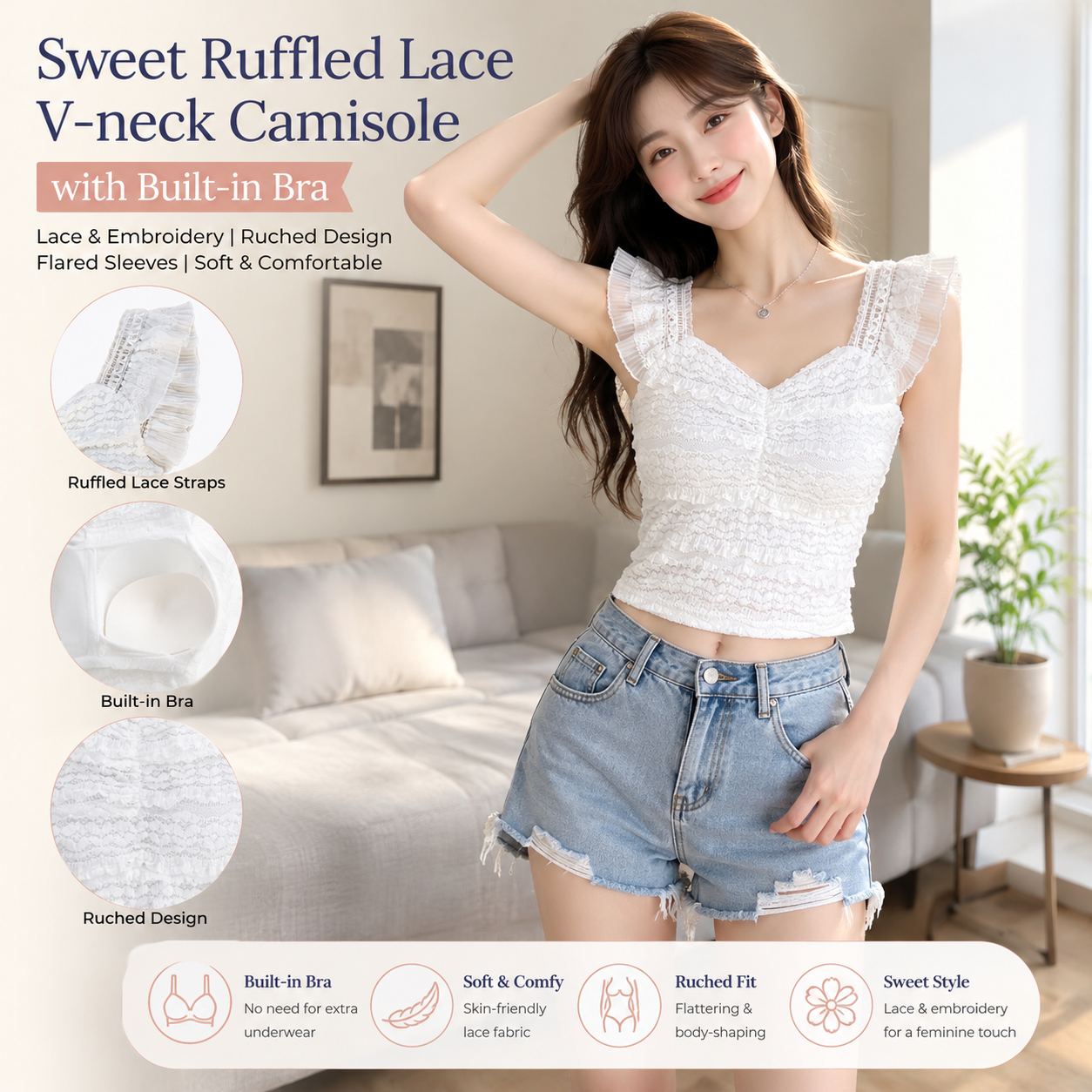 Sweet Women's Lace V-neck Cami Top