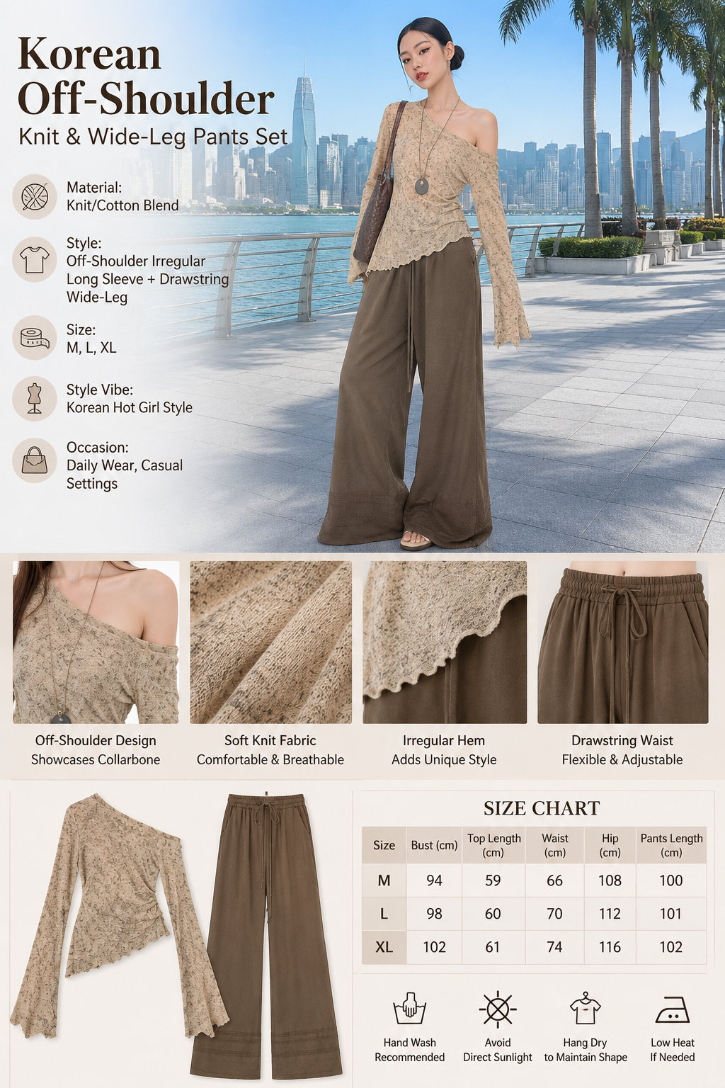 Women's Slash Knit Pants Suit