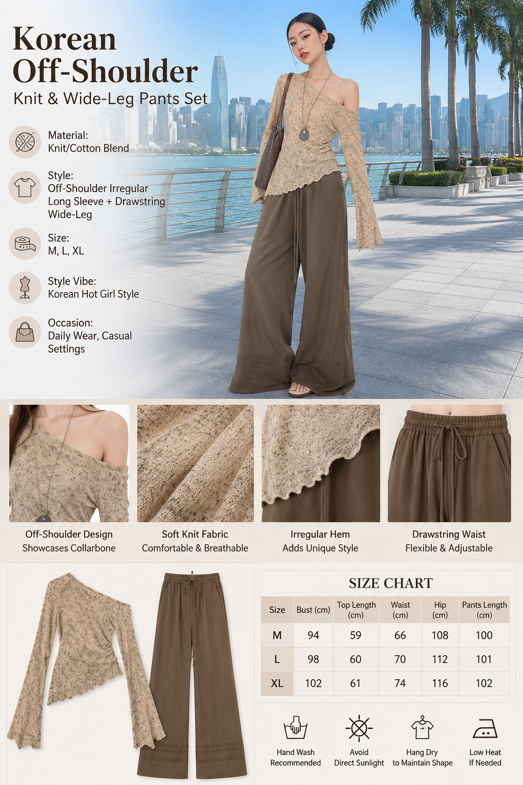 Women's Slash Knit Pants Suit