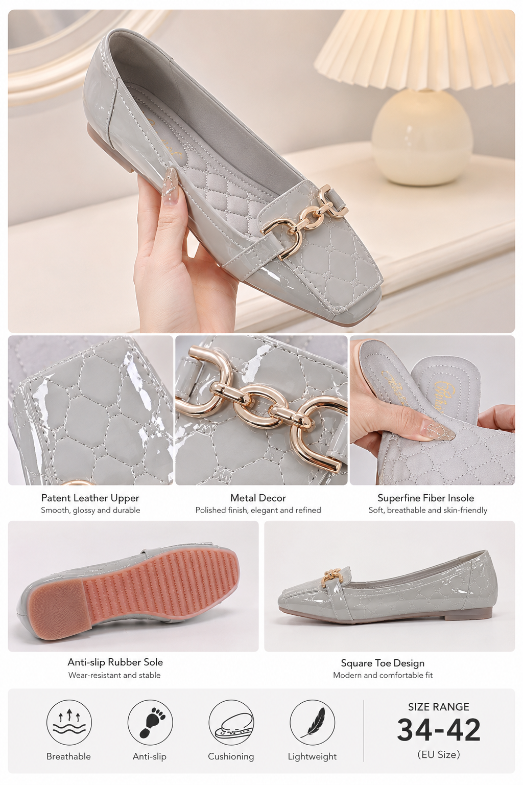 Women's Square Toe Flat Shoes