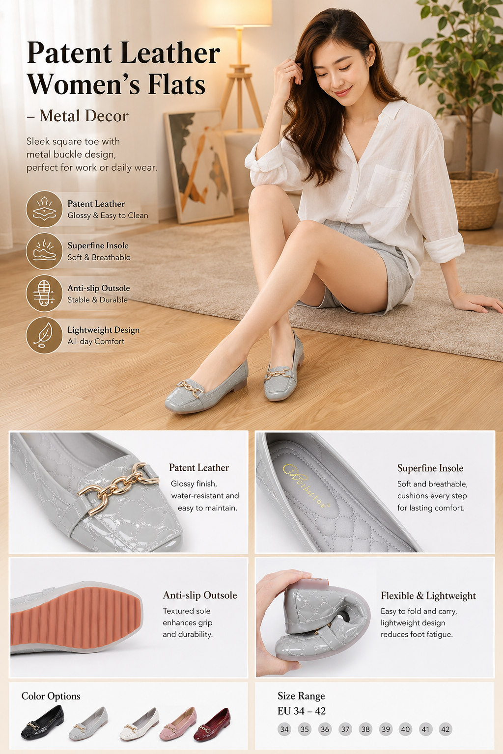 Women's Square Toe Flat Shoes