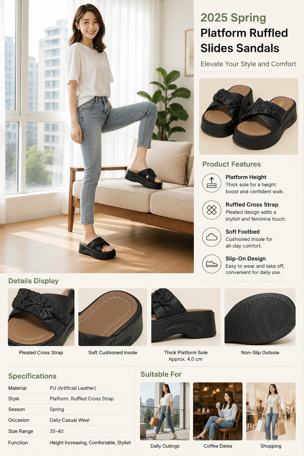 Women's Thick Cross Slippers