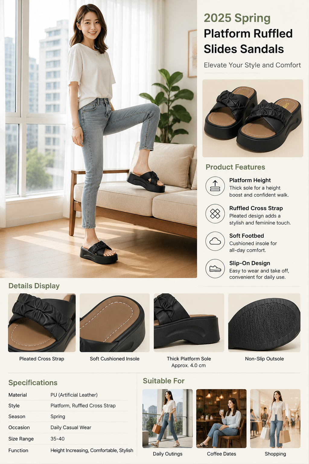 Women's Thick Cross Slippers
