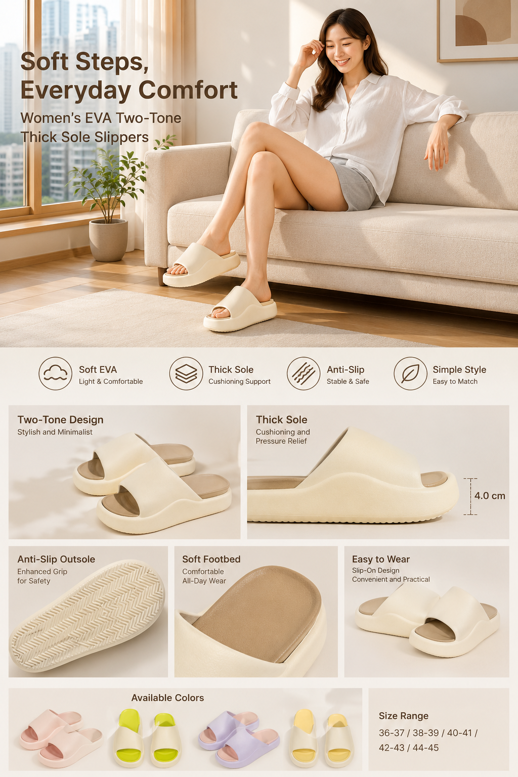 EVA Anti-slip Thick Sole Slippers