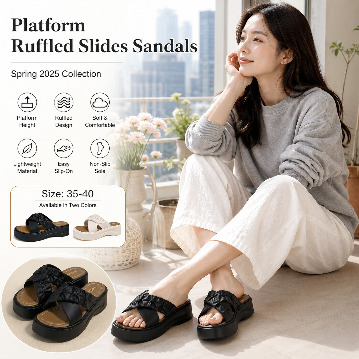 Women's Thick Cross Slippers