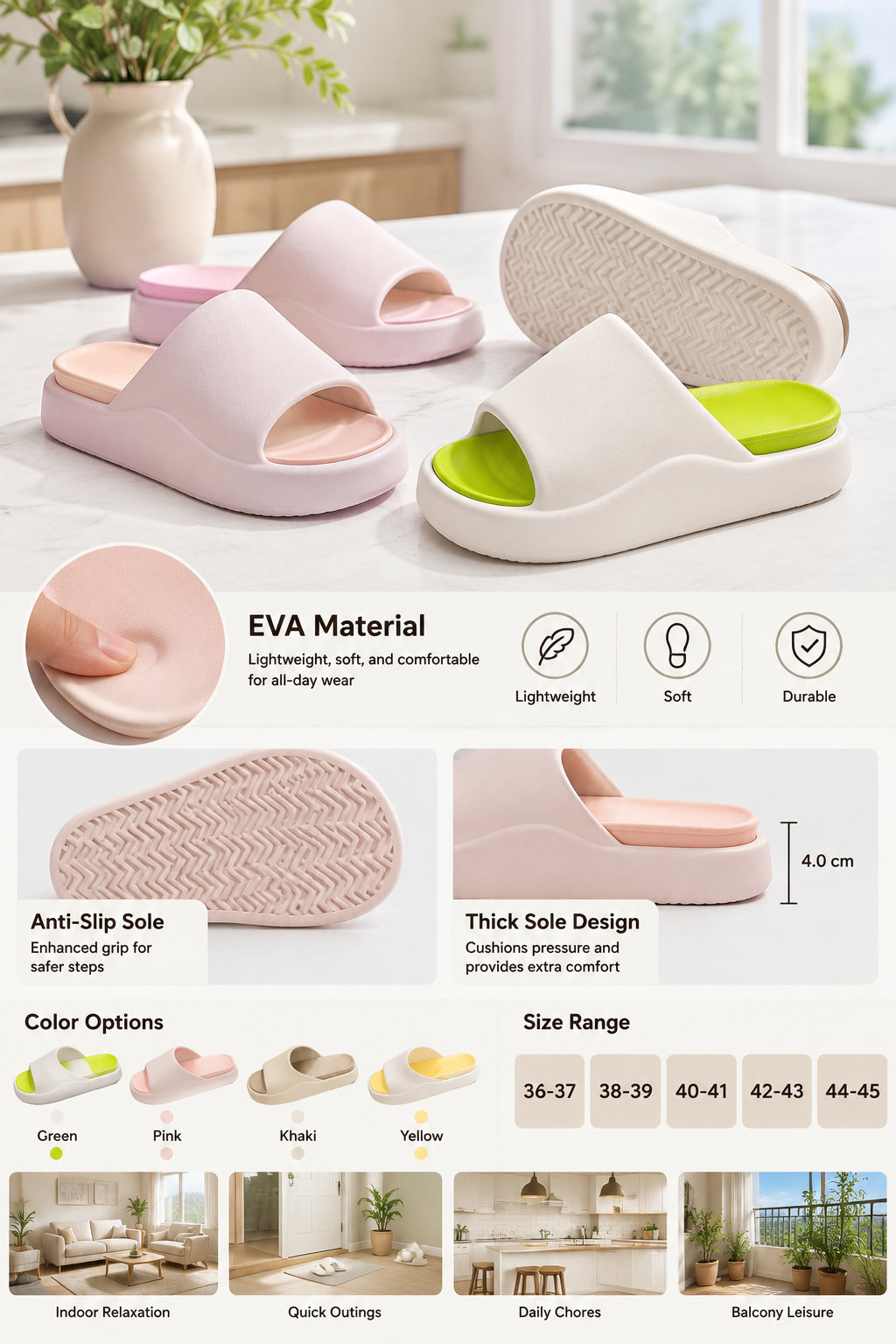 EVA Anti-slip Thick Sole Slippers