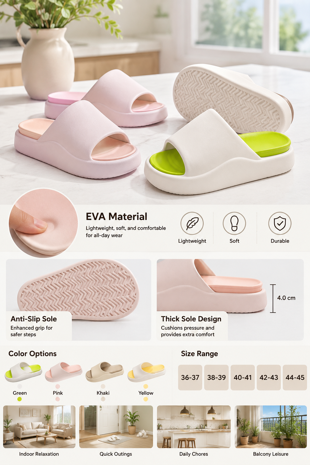 EVA Anti-slip Thick Sole Slippers