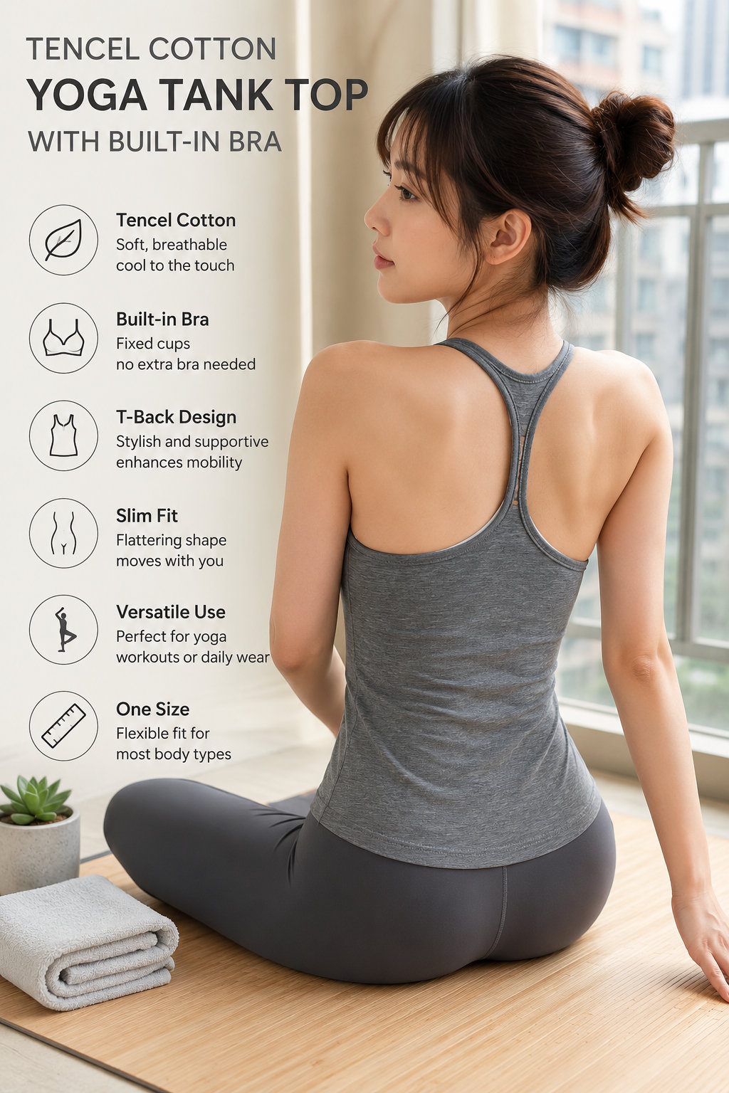 Women's Summer Tencel Cotton Sports Tank Top