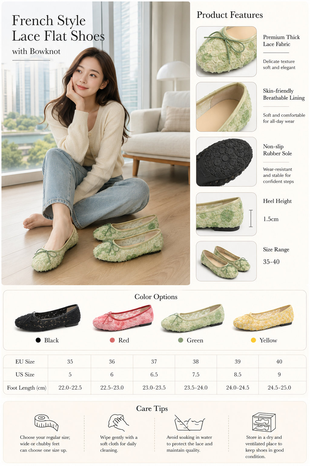 Women's French Lace Bow Shoes