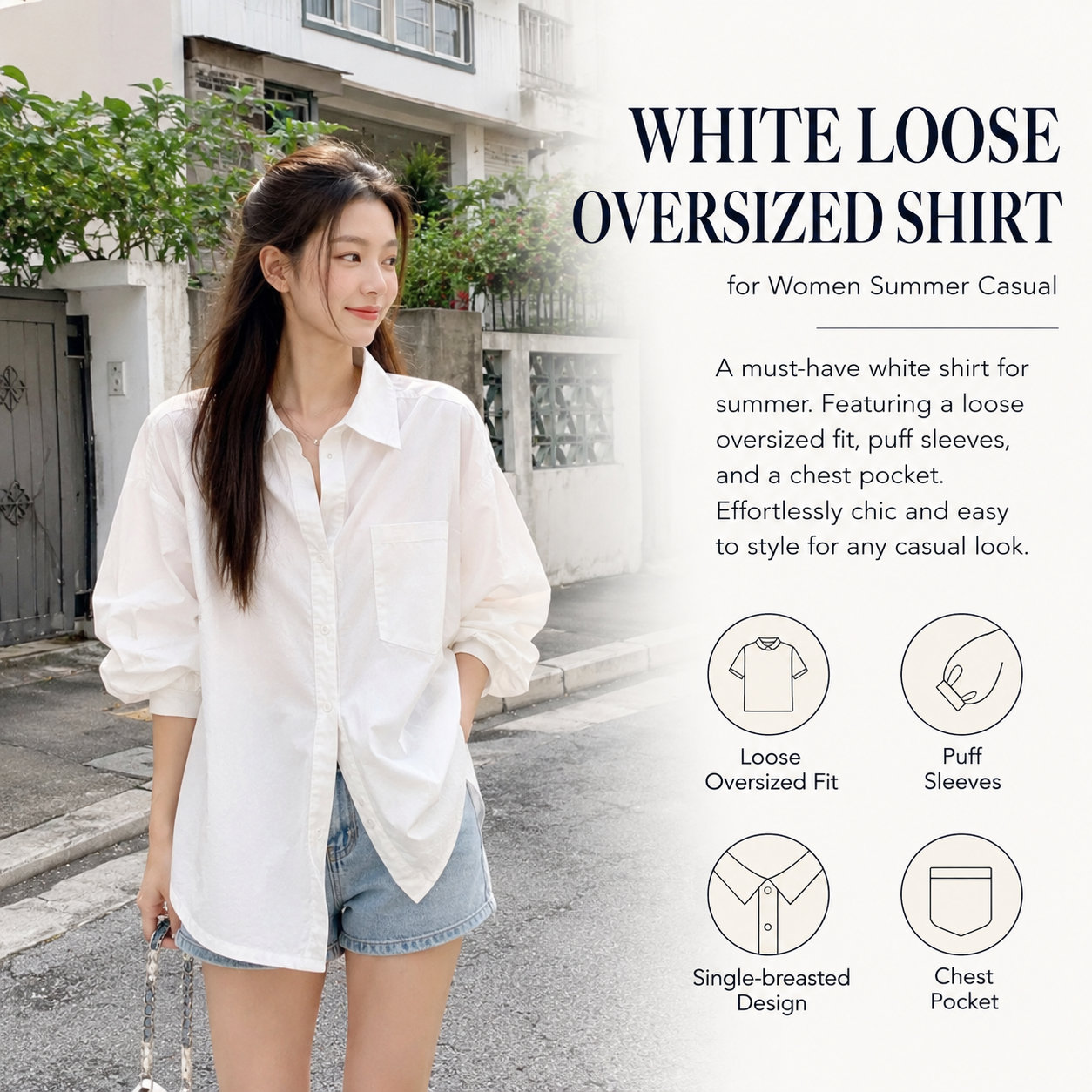 White Oversized Bubble Shirt