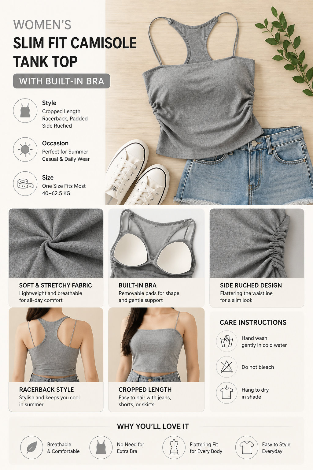 Built-in Bra Racerback Tank Top