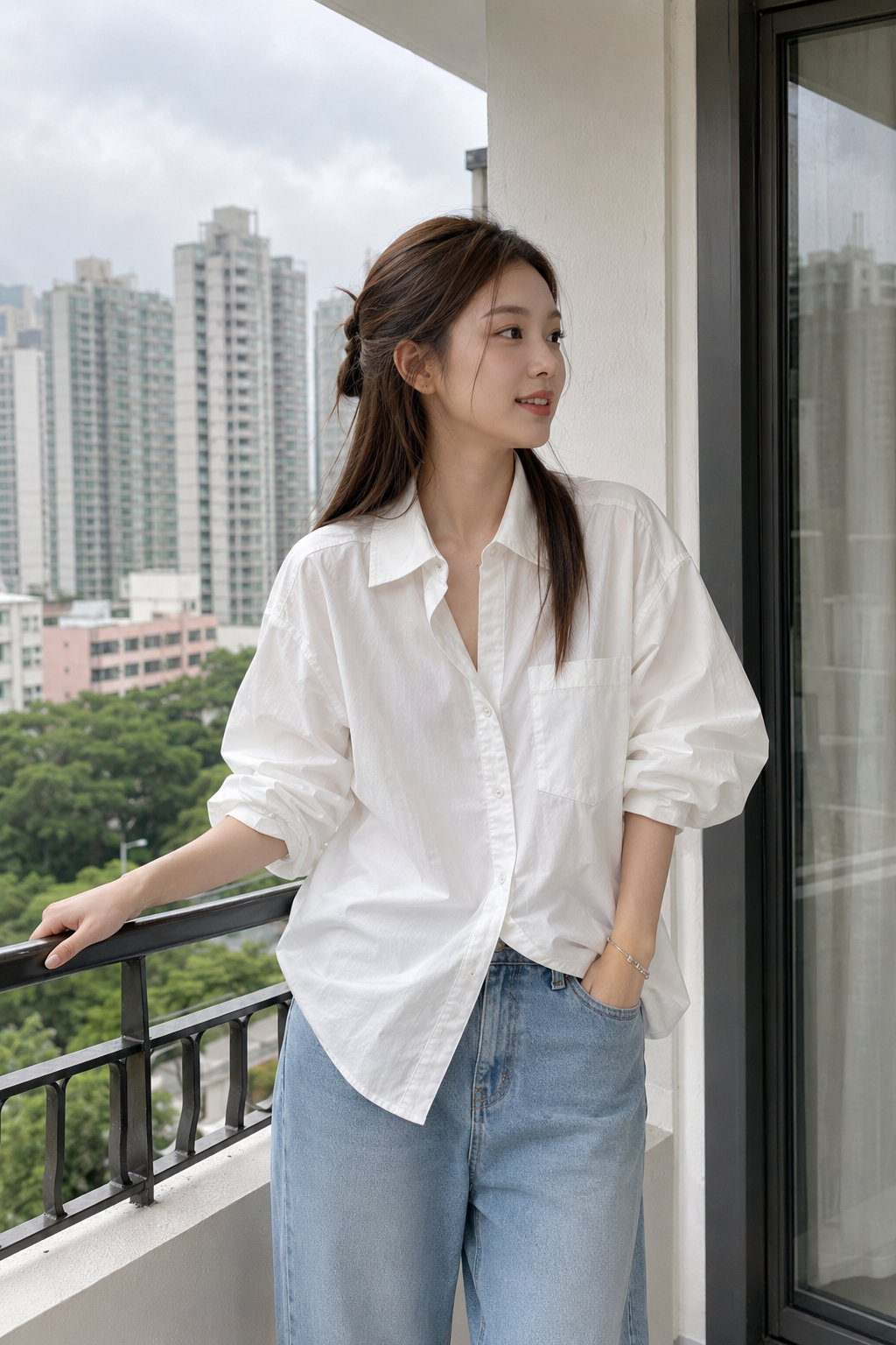 White Oversized Bubble Shirt