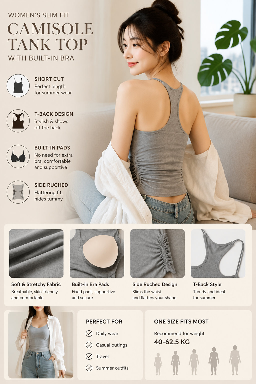 Built-in Bra Racerback Tank Top