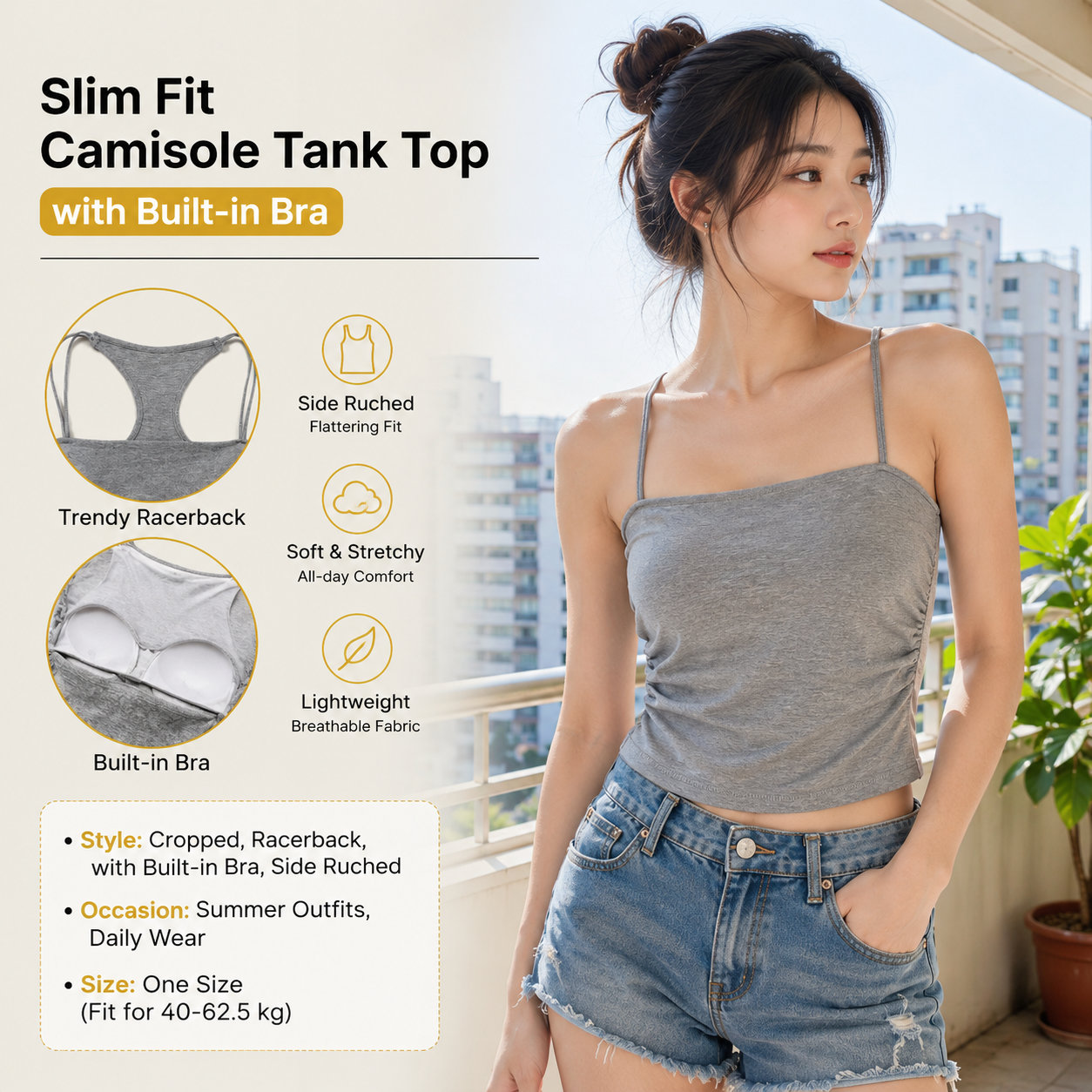 Built-in Bra Racerback Tank Top