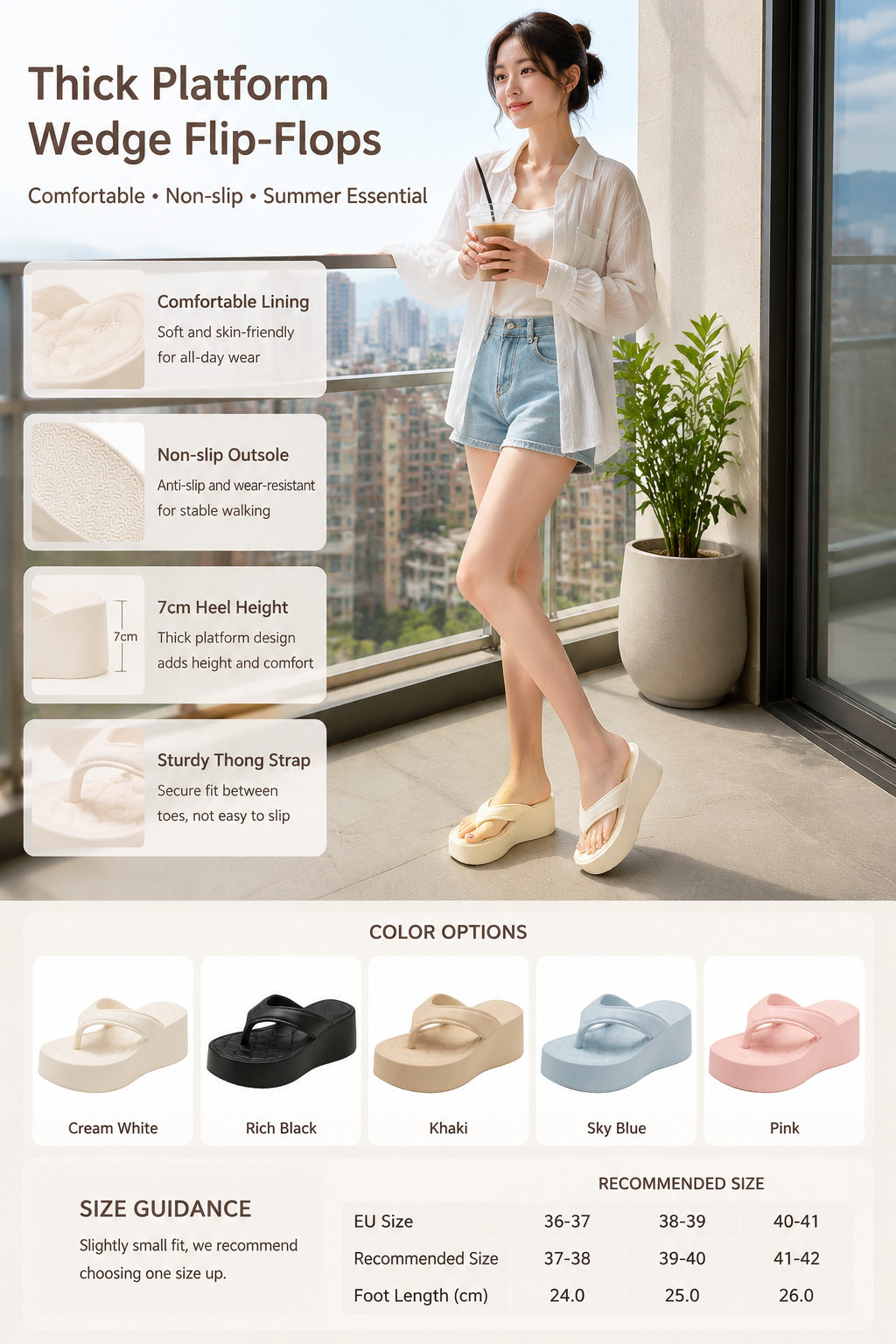 Women's 7cm Heightening Flip Flops
