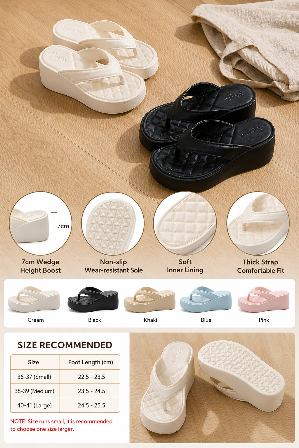 Women's 7cm Heightening Flip Flops