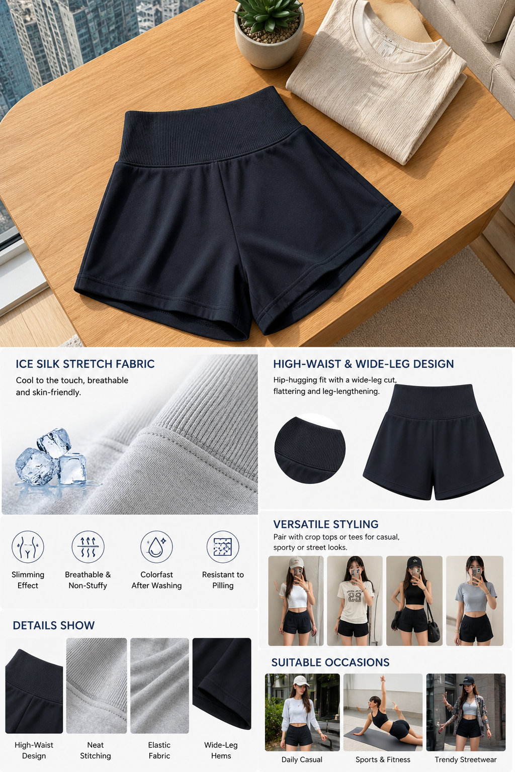High Waist Ice-feel Shorts