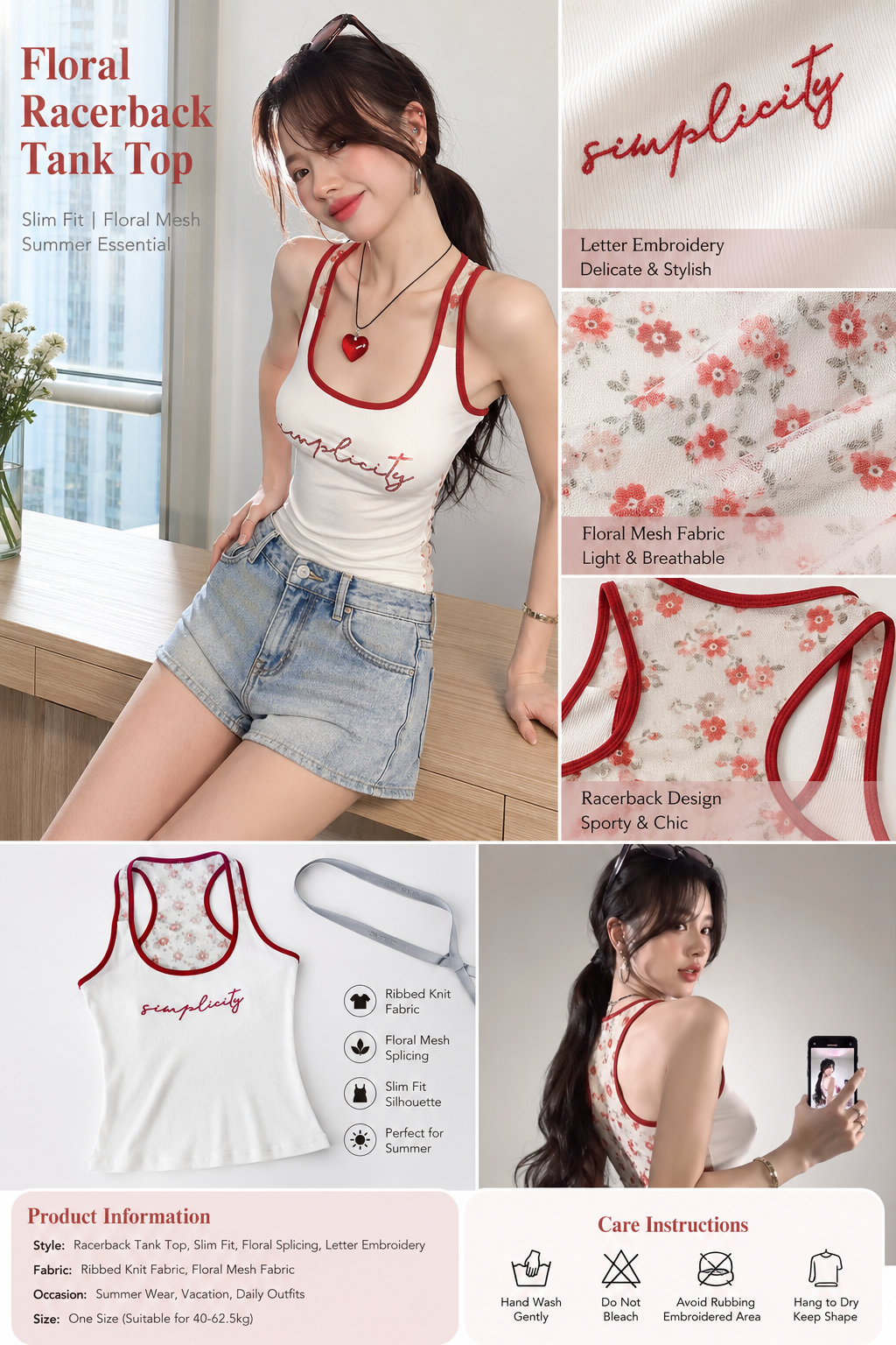 Summer Floral Patchwork Tank Top
