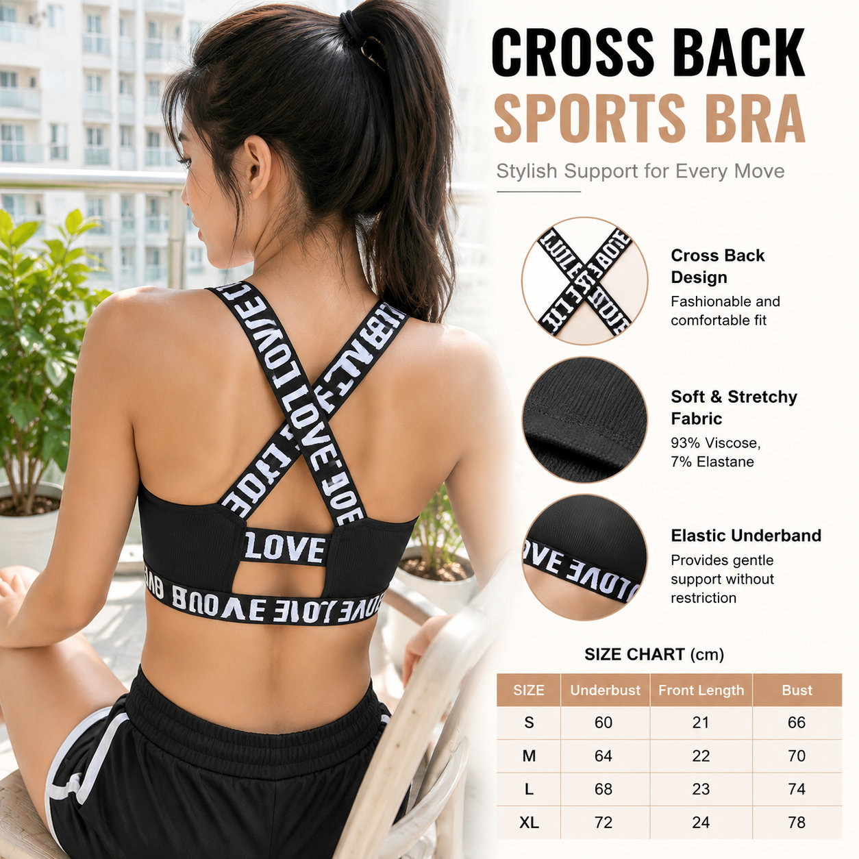 Women's Cross Back Wireless Bra