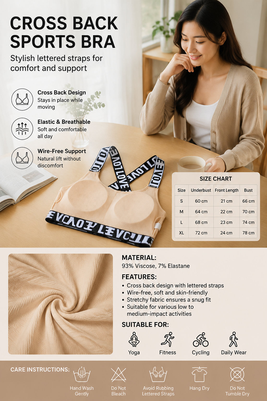 Women's Cross Back Wireless Bra