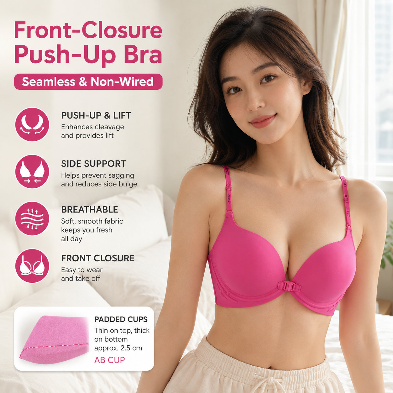 Women's Front Closure Push-up Bra