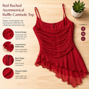 Red Ruffled Waist-cinched Cami Top