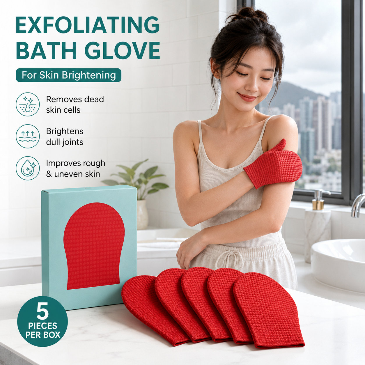 5-Pack Exfoliating Bath Gloves