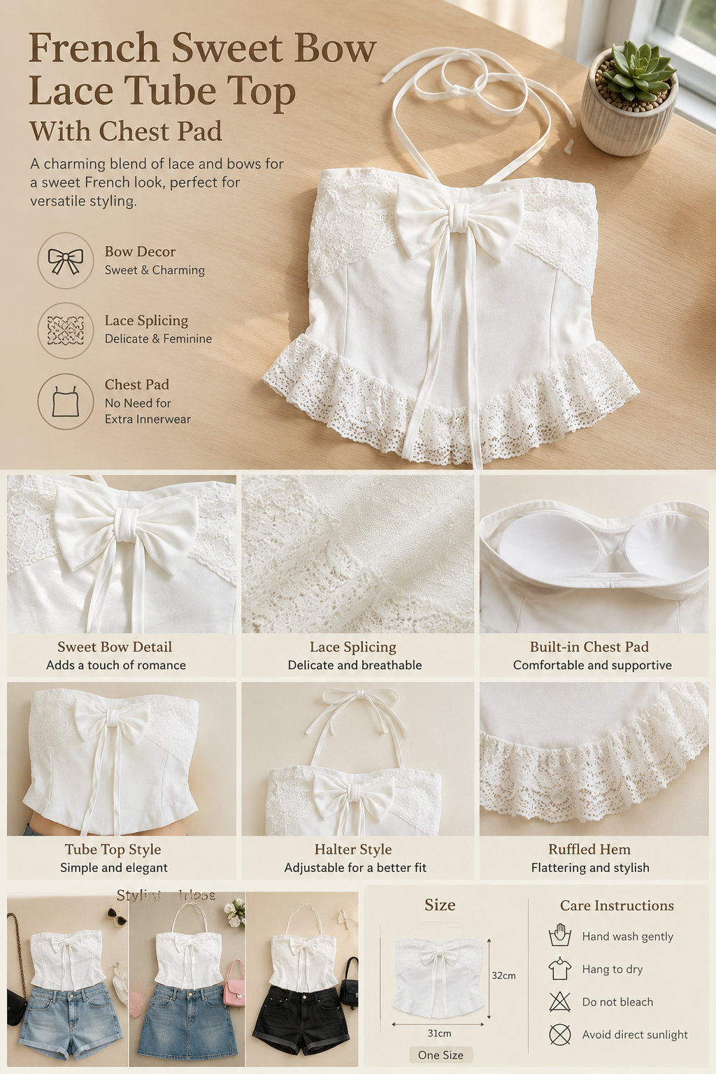 Sweet Lace Halter Bralette Top