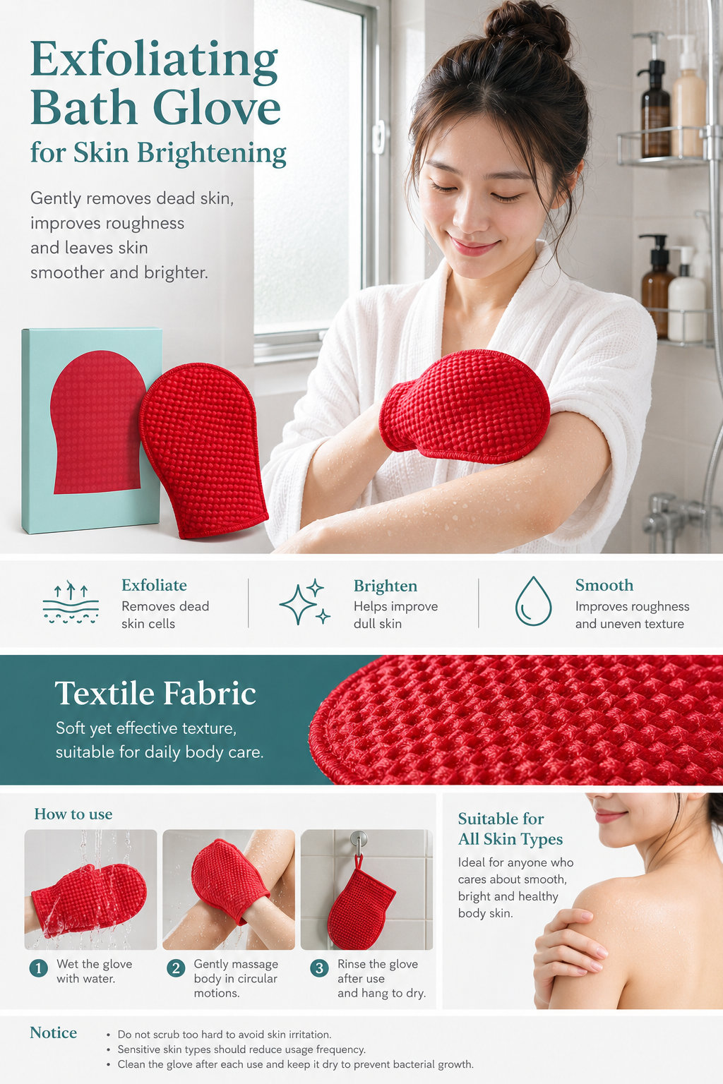 5-Pack Exfoliating Bath Gloves