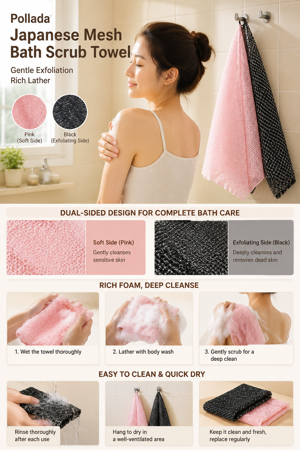 Pollada Mesh Bath Scrubber