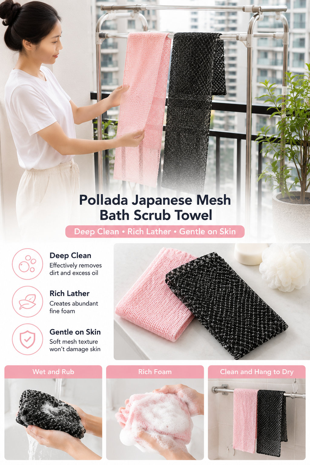 Pollada Mesh Bath Scrubber