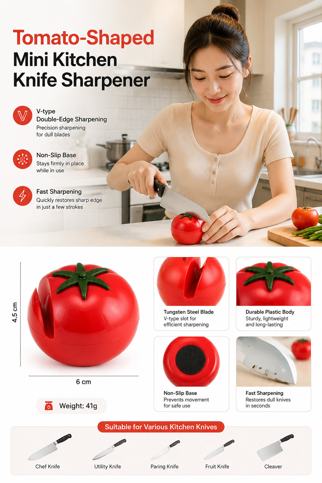 Tomato-shaped Knife Sharpener