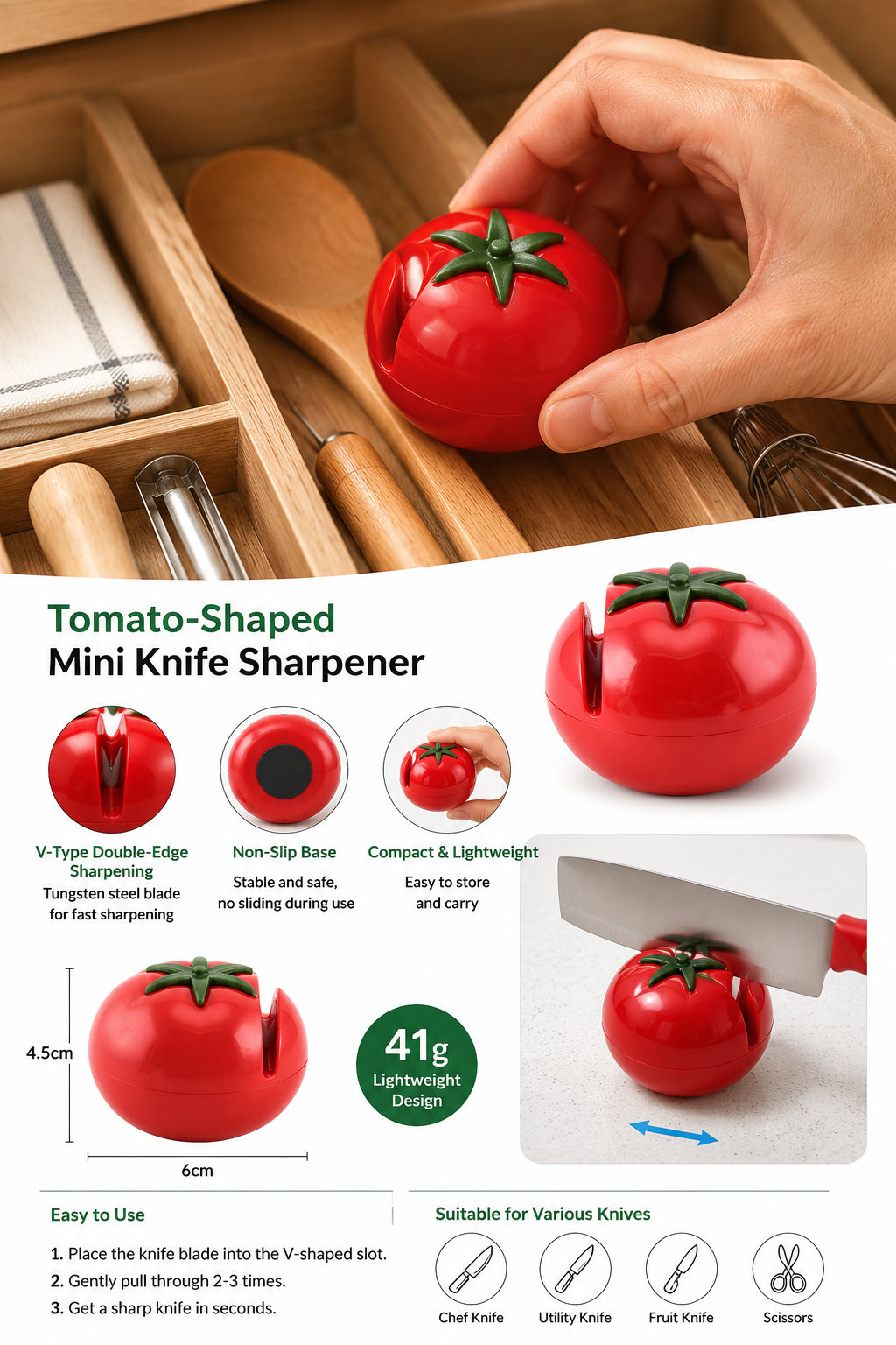 Tomato-shaped Knife Sharpener