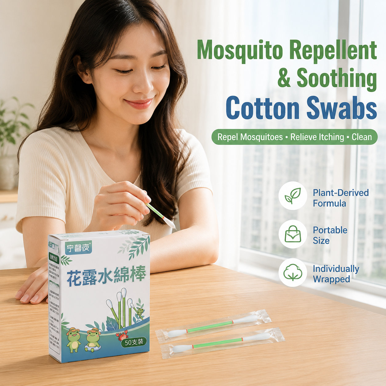 2-in-1 Mosquito Repellent Cotton Swabs