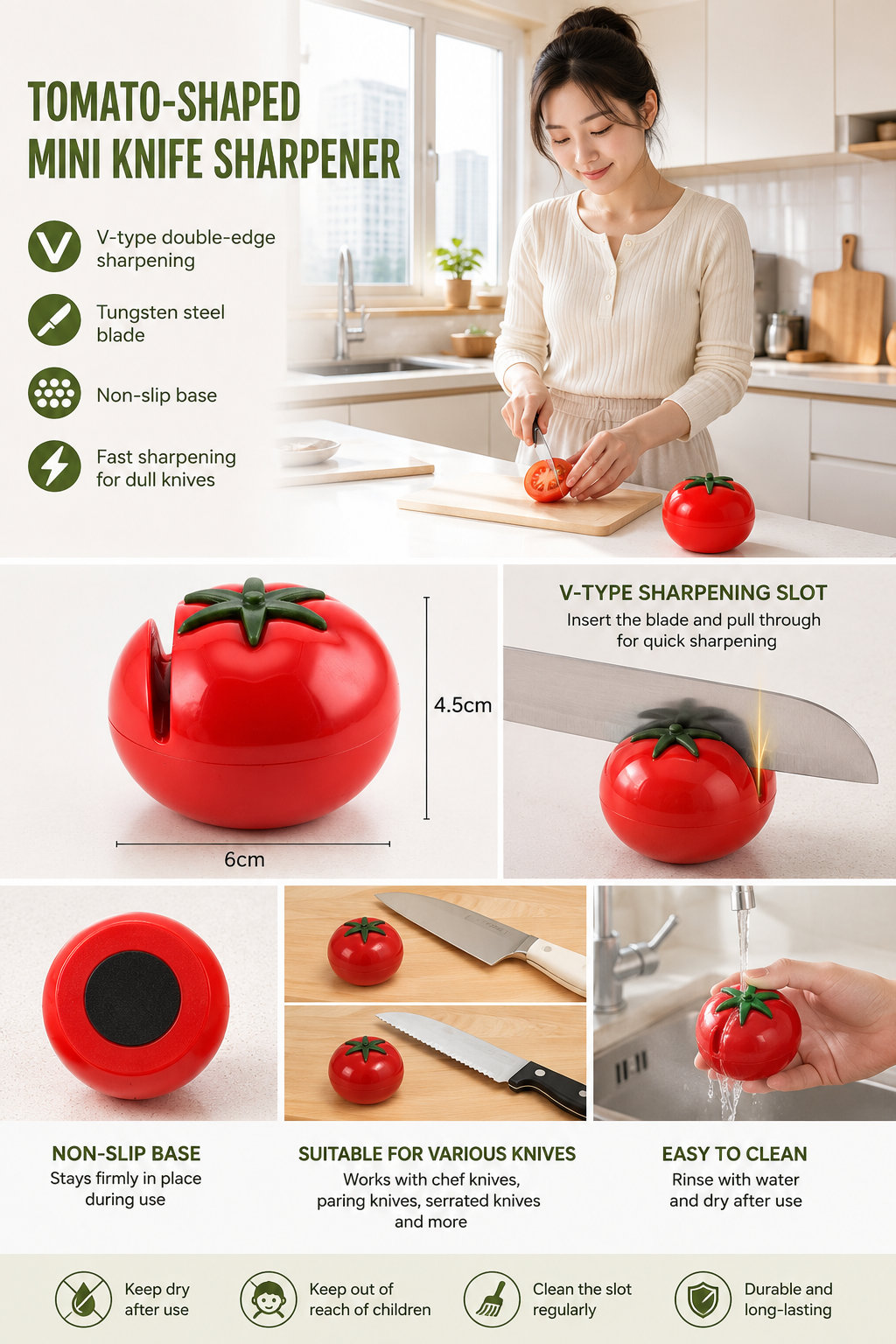 Tomato-shaped Knife Sharpener