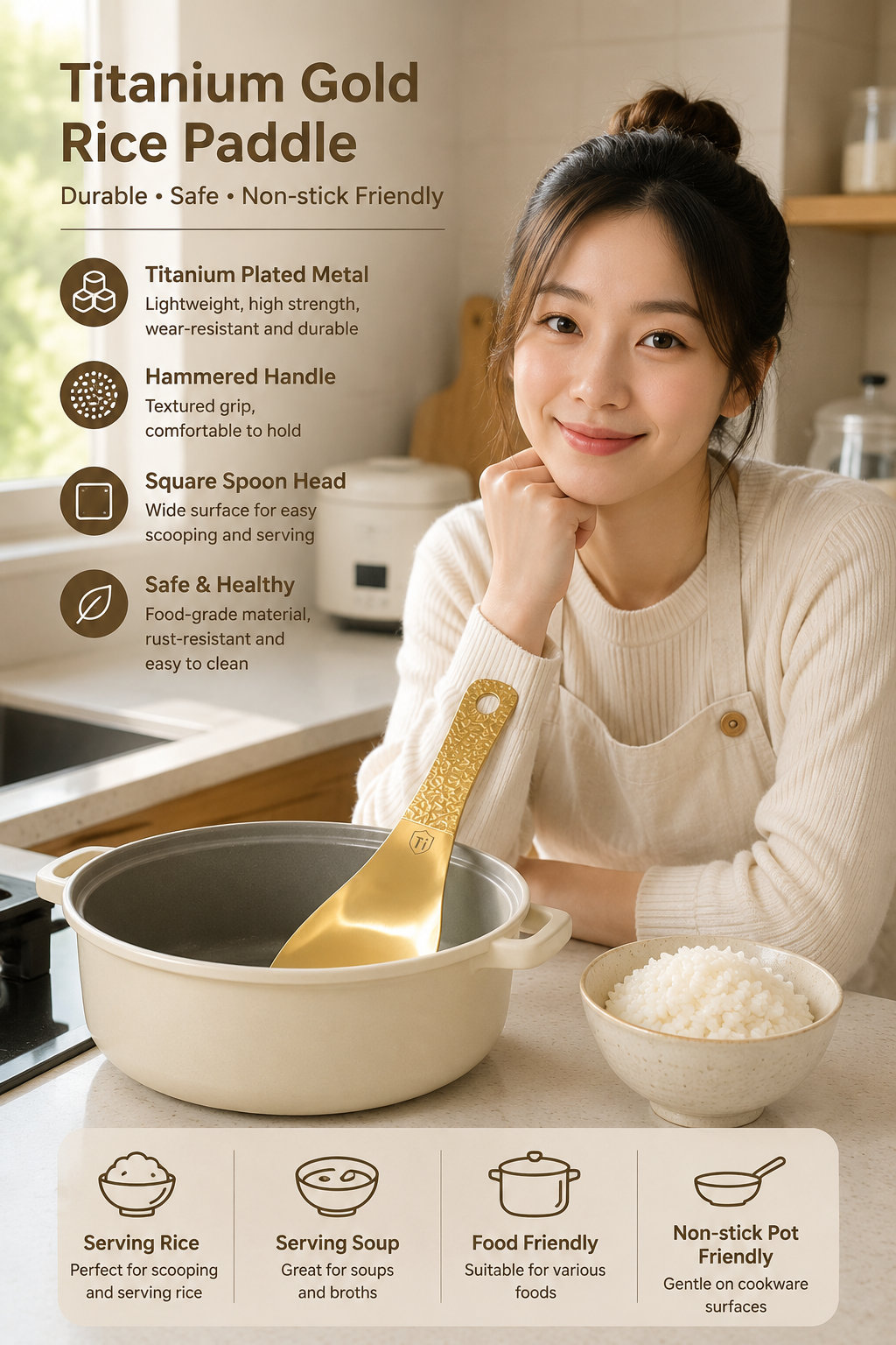 Titanium Plated Kitchen Spoon
