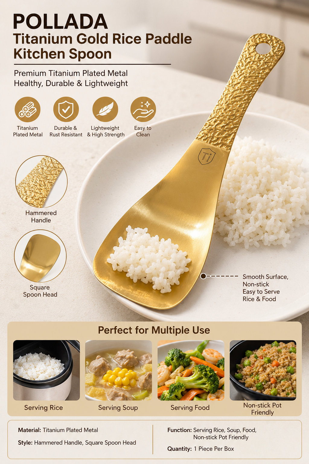 Titanium Plated Kitchen Spoon