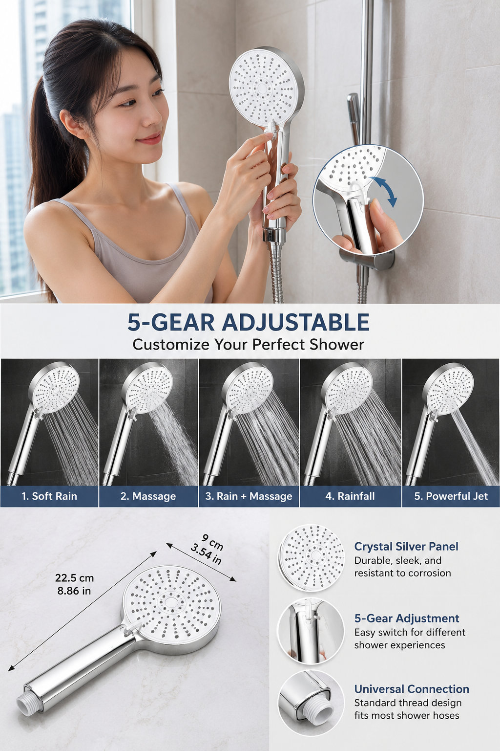 5-speed Handheld Shower Head