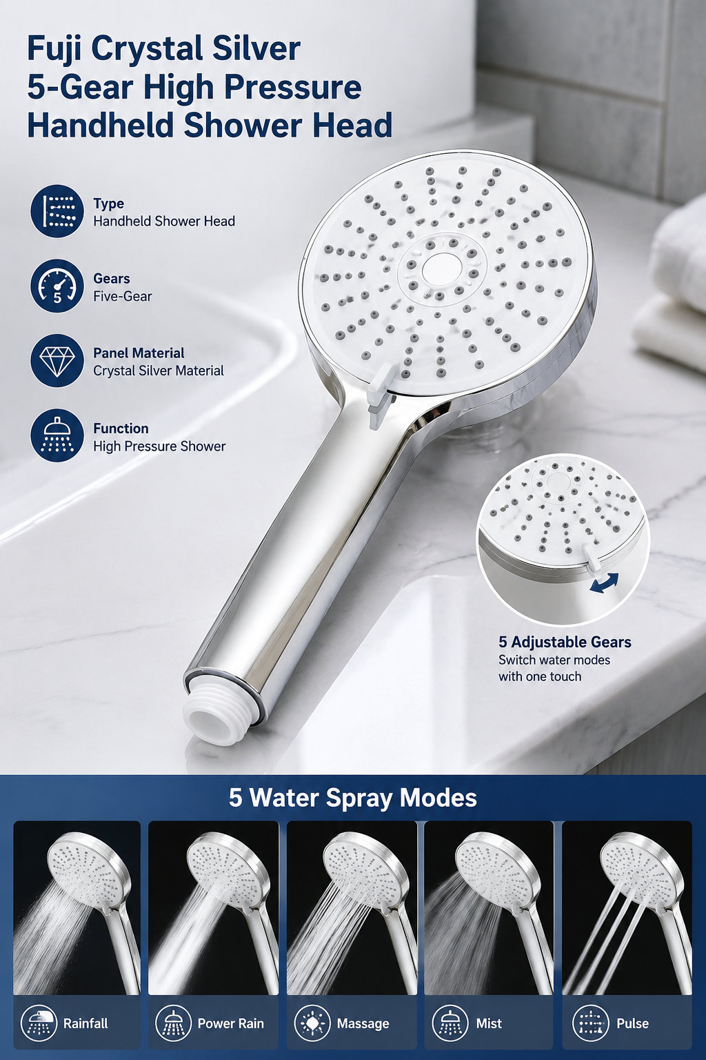 5-speed Handheld Shower Head